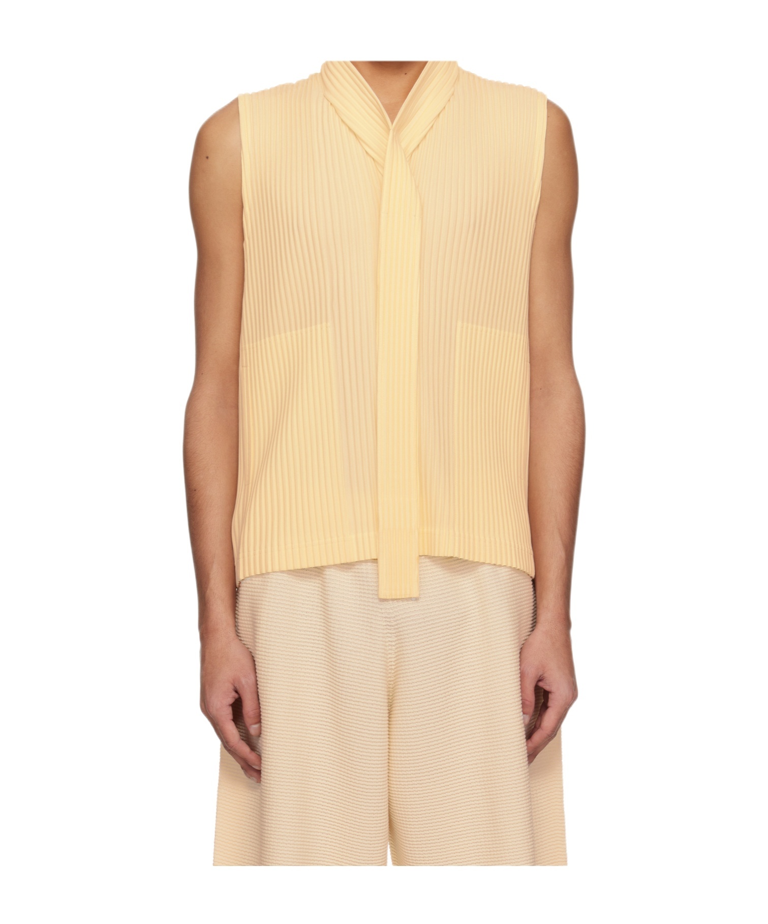 Issey Miyake Off-white Turbine Vest In Nude