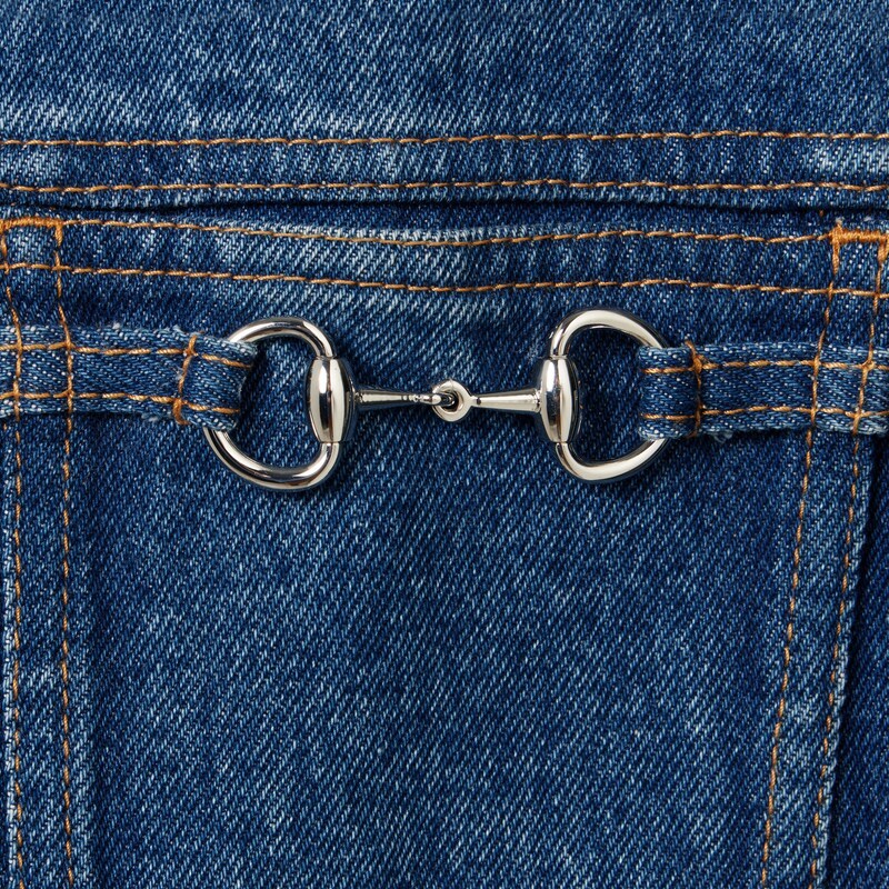 Gucci Denim Jacket Featuring Long Sleeves And Chest Pockets In Blue