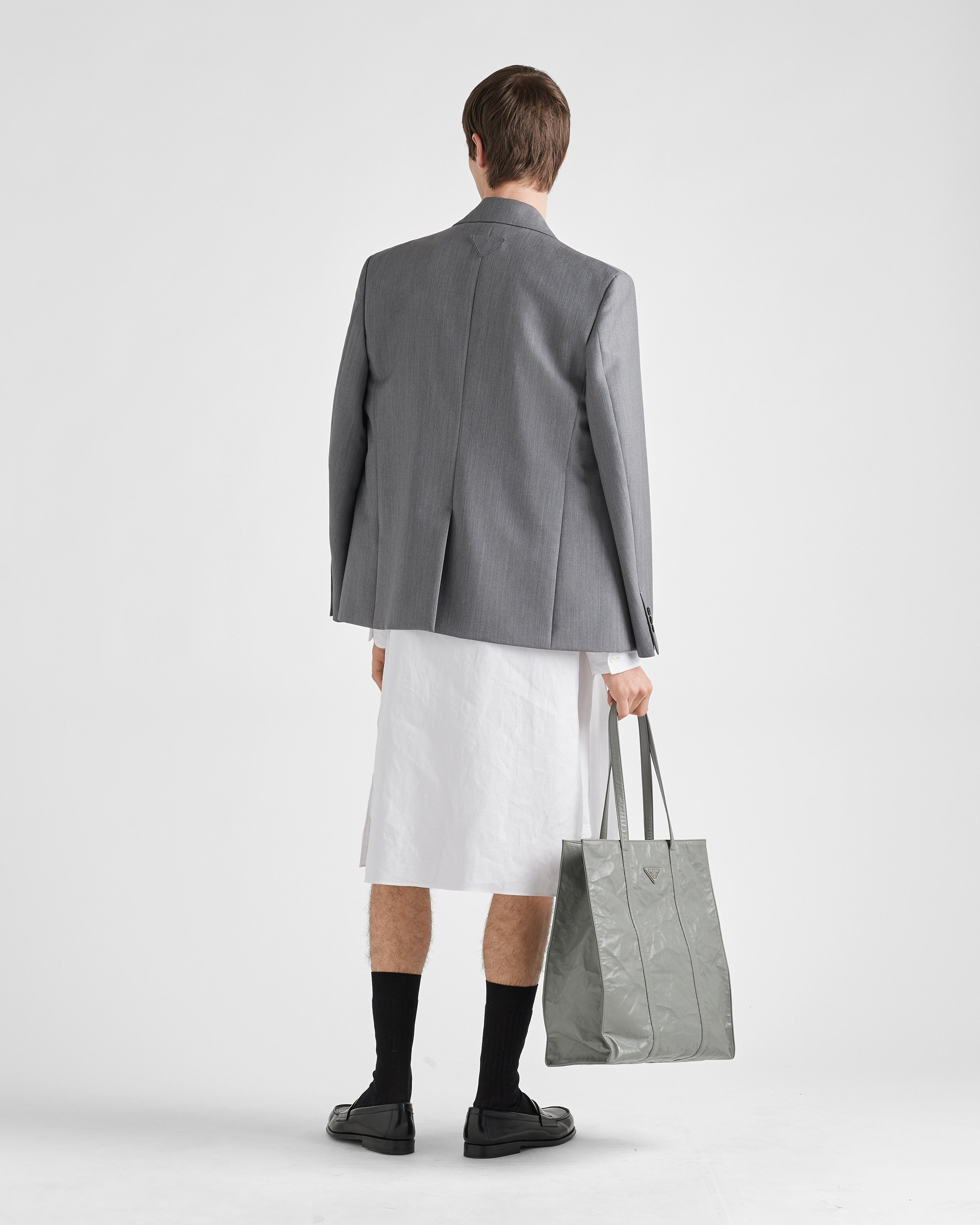 Prada Single-breasted Wool And Mohair Blazer In Gray