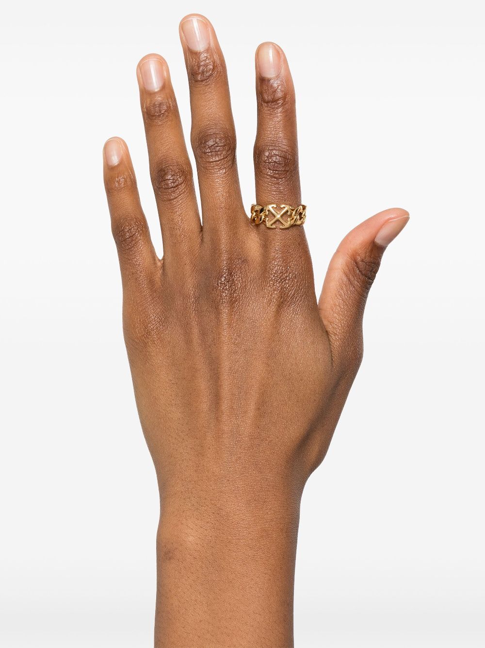 Off-white Arrow Chain Ring In Yellow