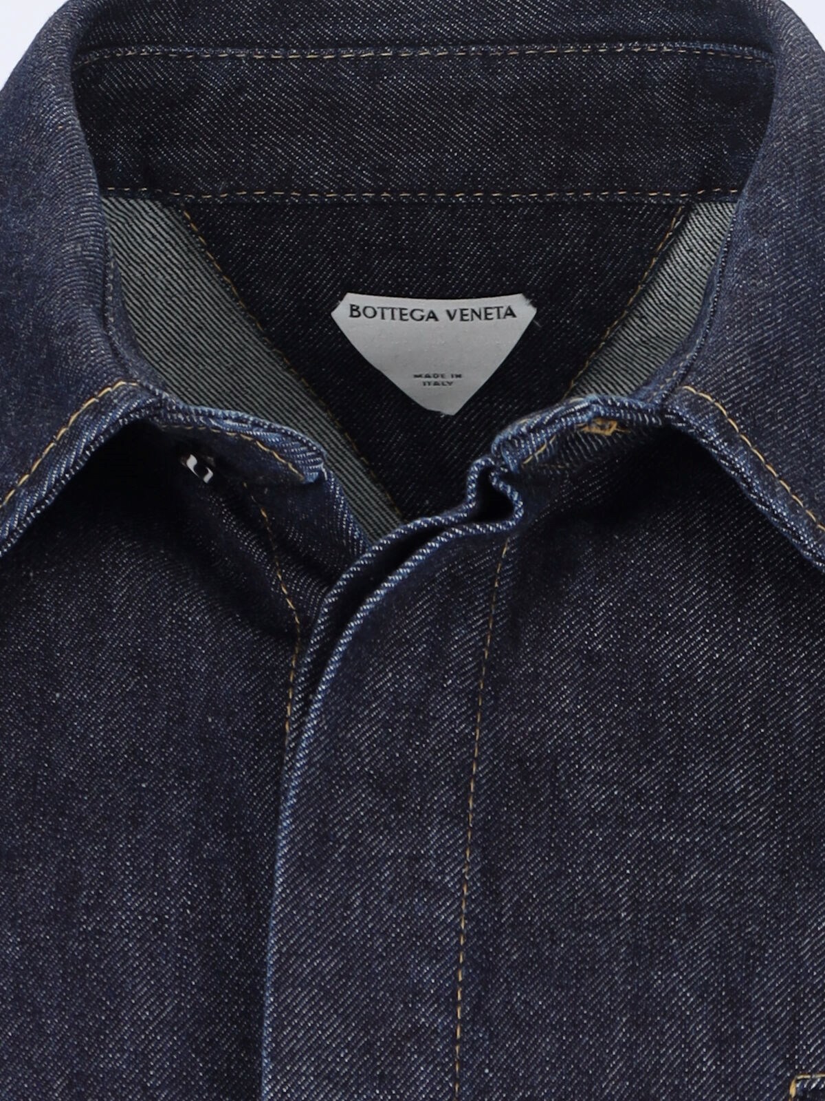 Bottega Veneta Blue Denim Shirt In Black