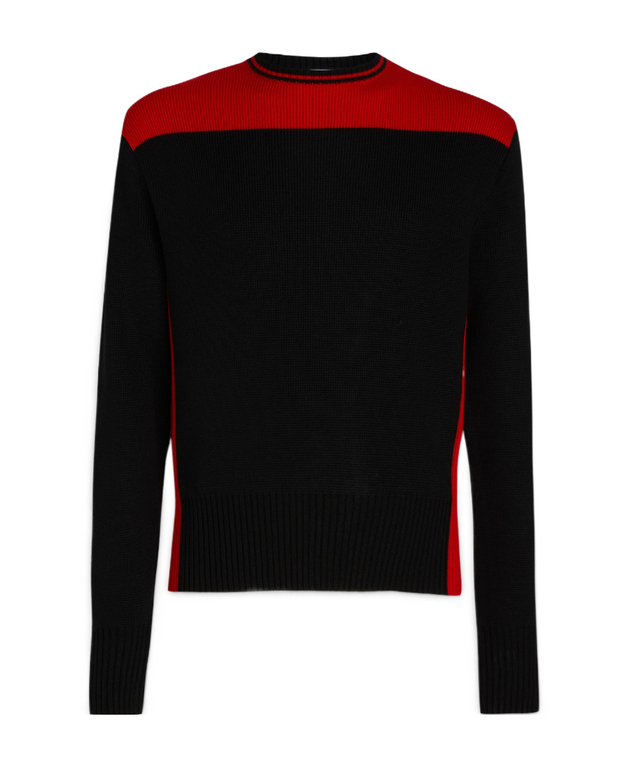 Ferragamo Color Matching Design Long-sleeved Sweater In Black