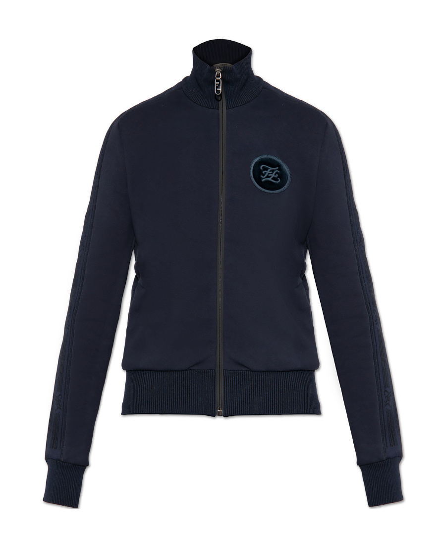 Shop Fendi Logo Patch Track Jacket In Black