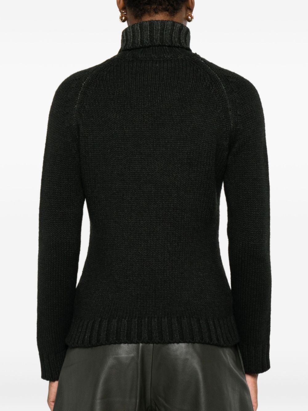 Baserange Turtleneck Ribbed Sweater In Black