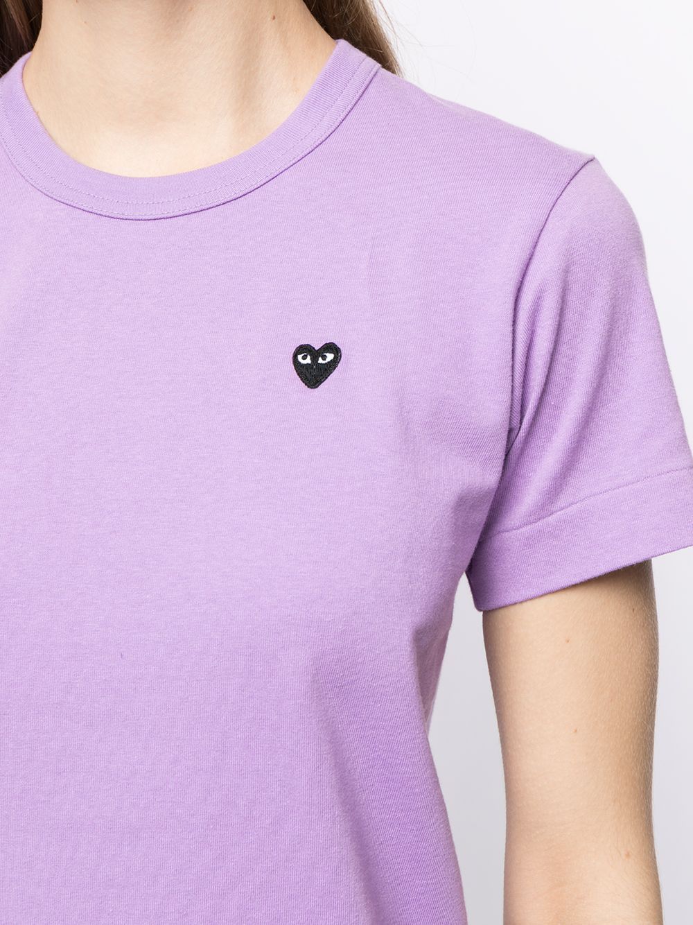 Comme Des Garçons Play Embroidered-logo Cotton T-shirt In Purple