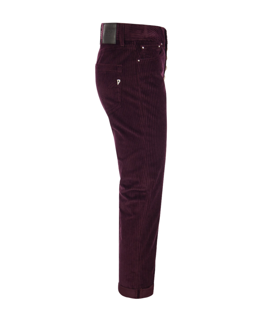 Dondup Koons Loose-fitting Velvet Trousers In Burgundy