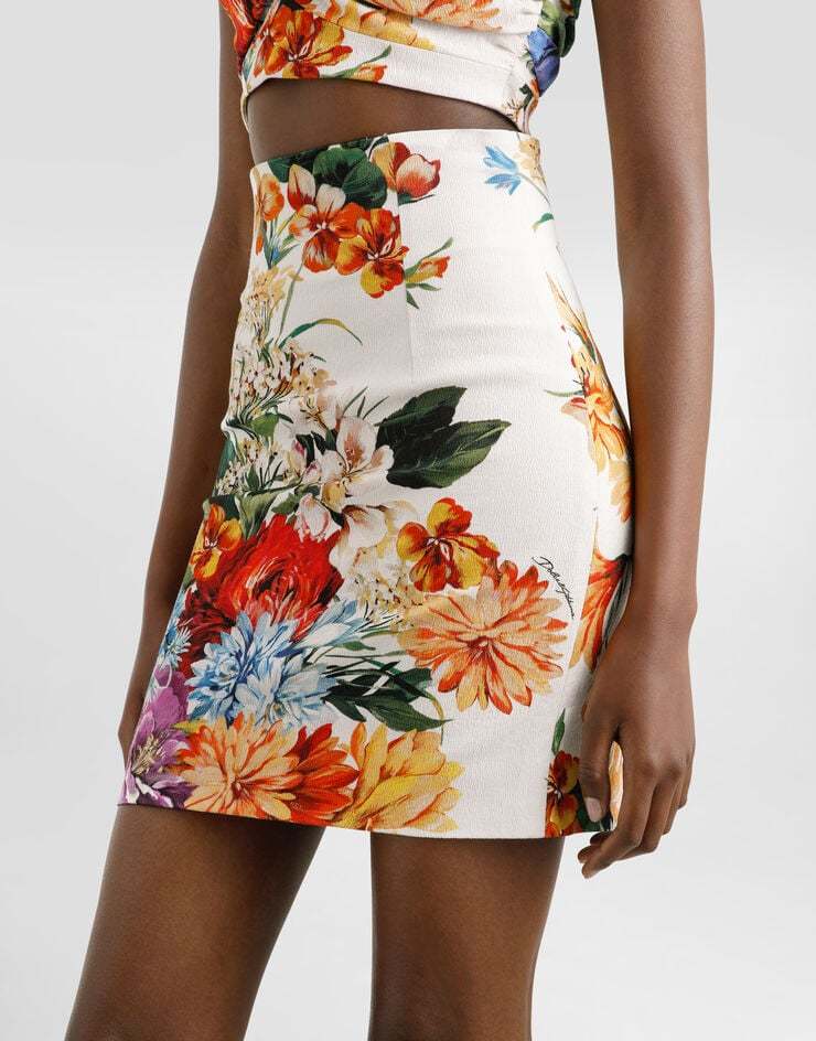 Dolce & Gabbana High Waist Floral Print Mini Skirt