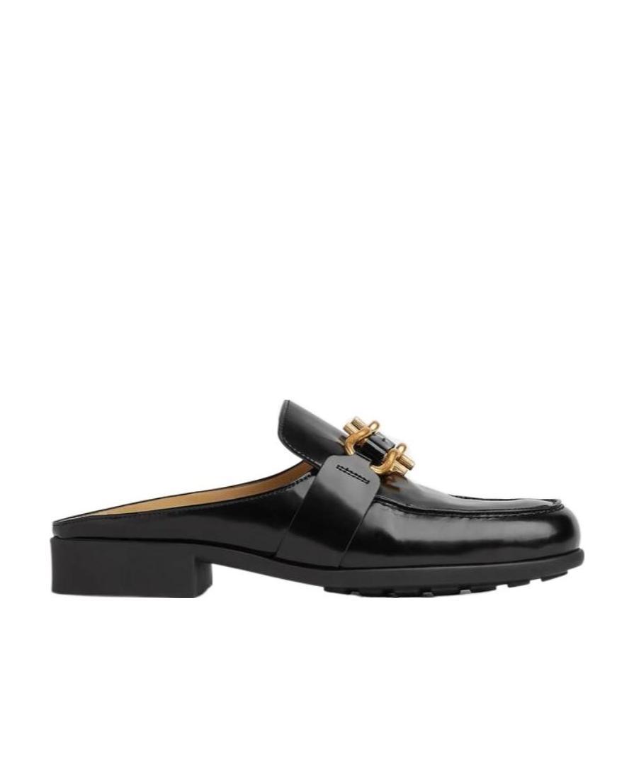 Bottega Veneta Rounded Toe Black Mules With Decorative Element In Black