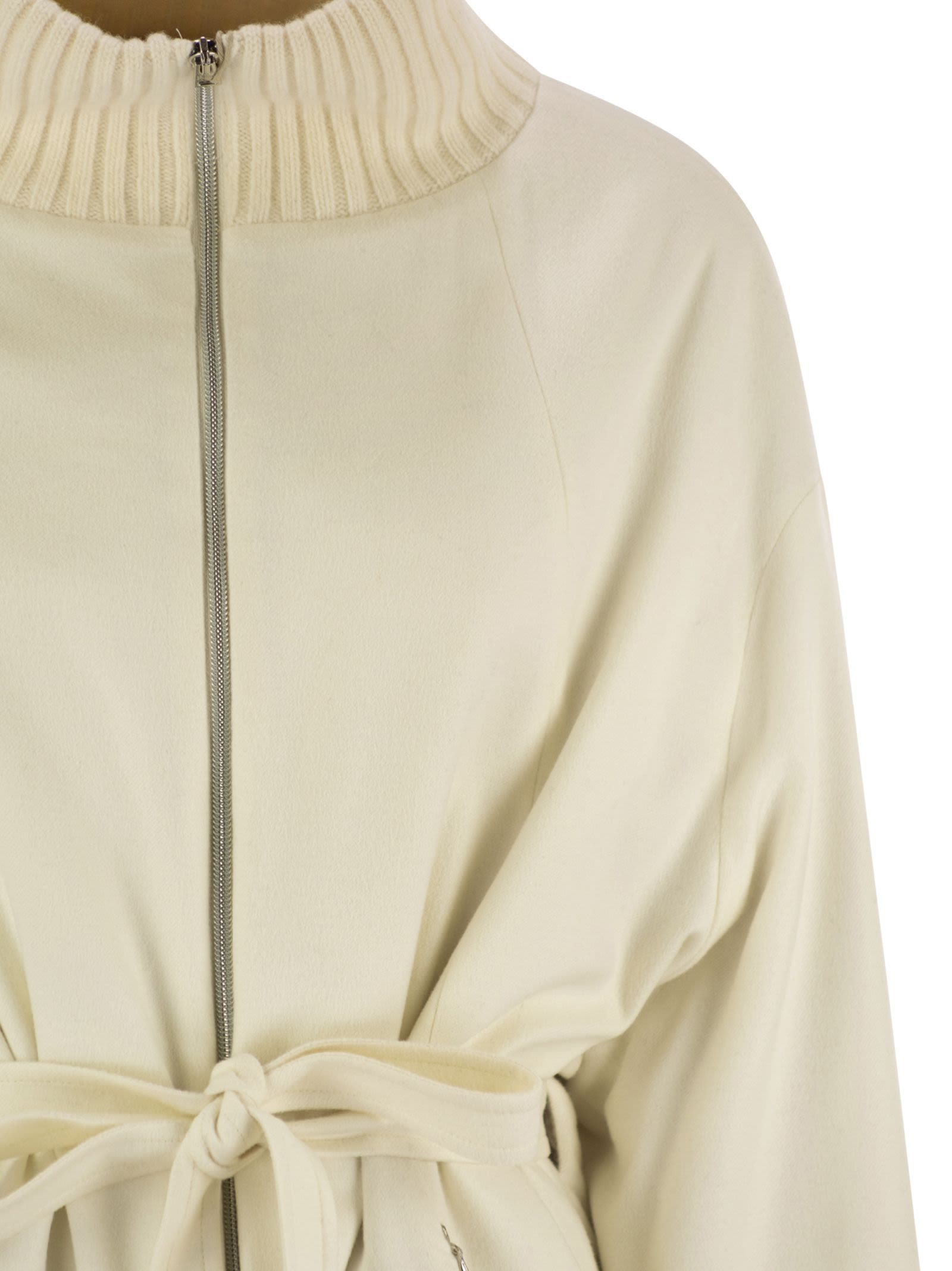Herno Silk And Cashmere Jacket With Belt In Neutral