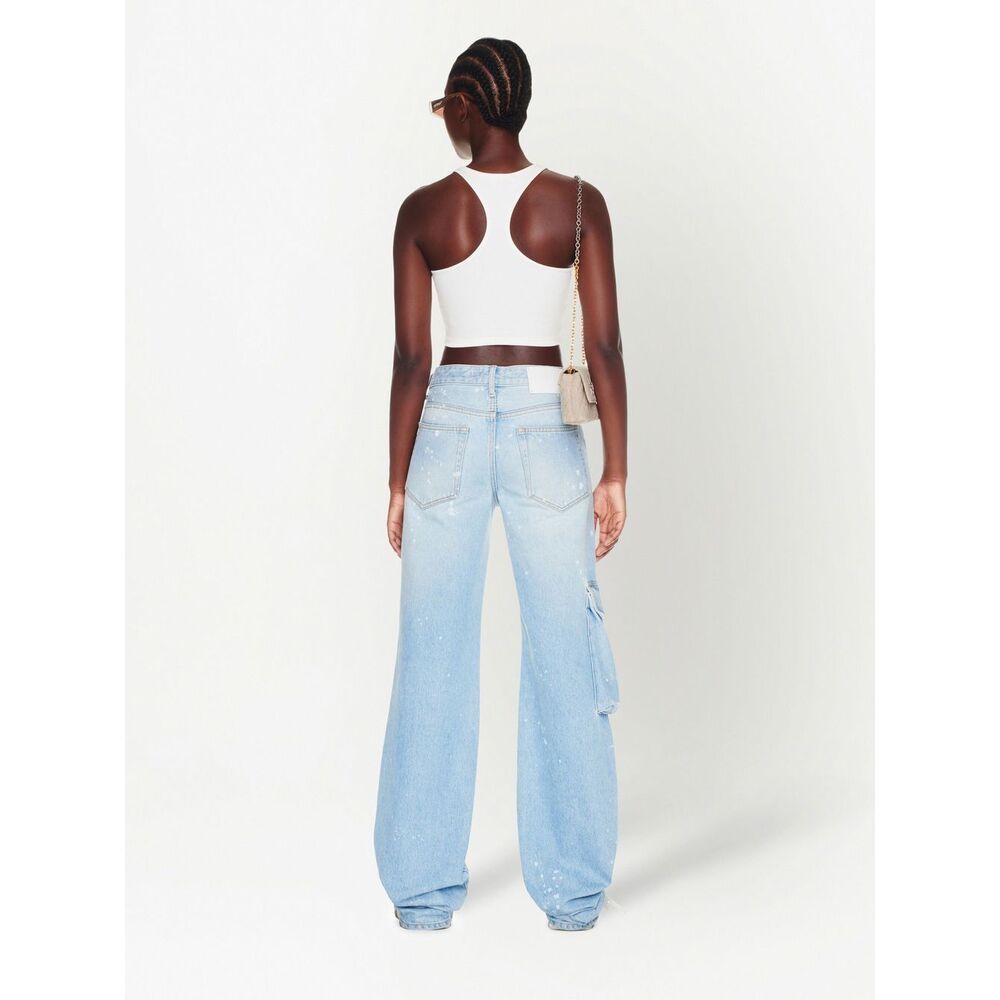 Off-white Toybox Painted Wide-leg Jeans In Blue