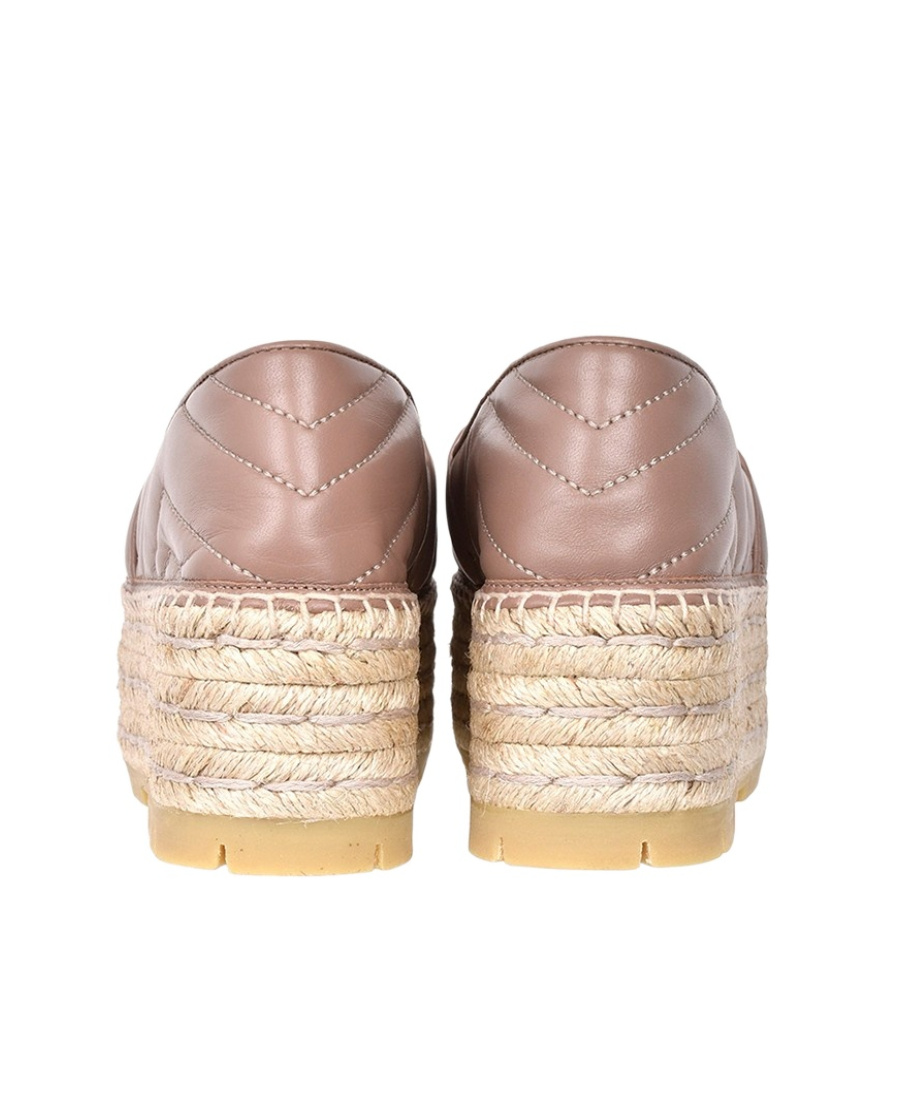Gucci Gg Straw Platform Shoes In Nude