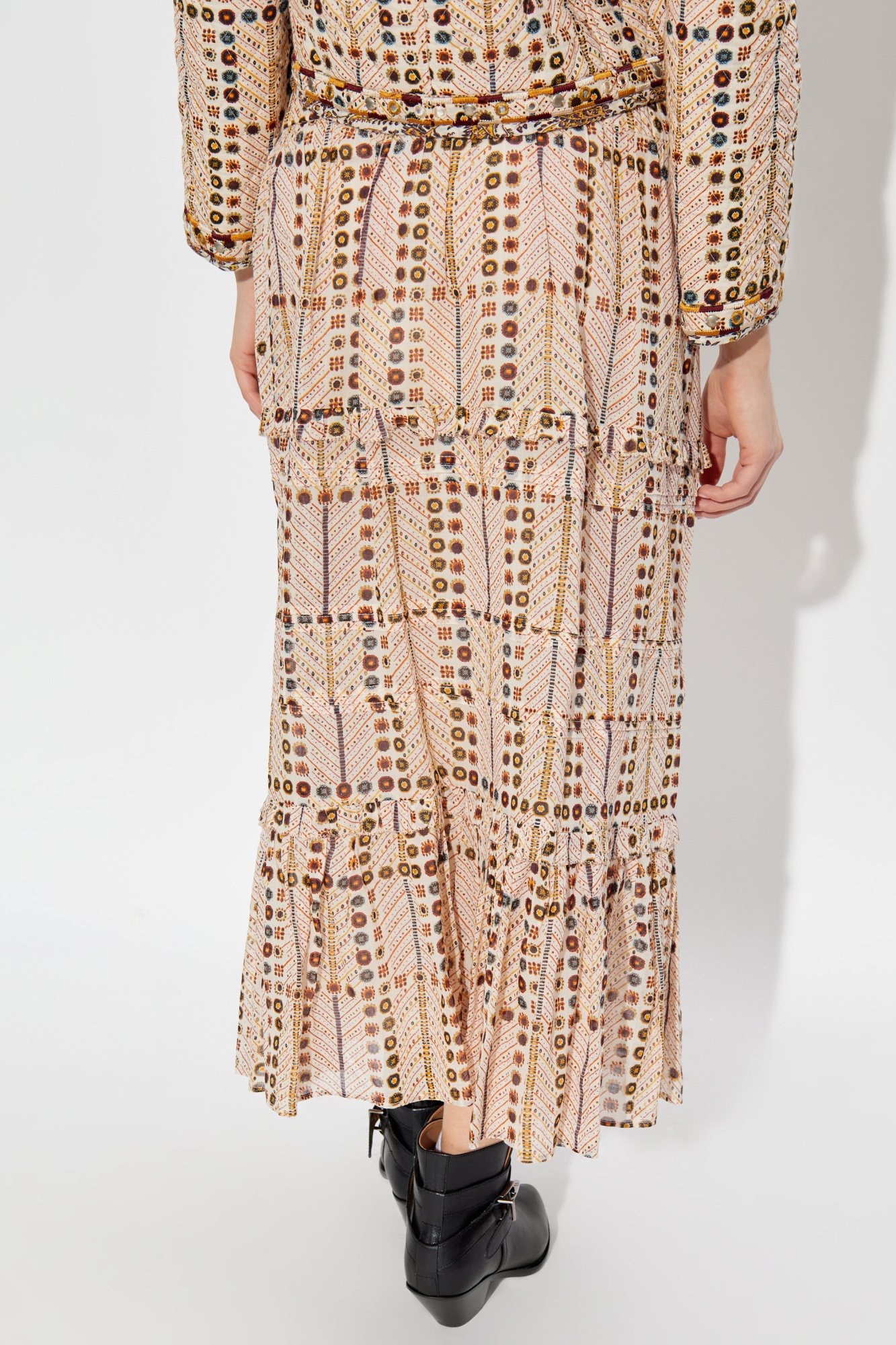 Isabel Marant Étoile Tiered Beige Skirt With Ruffled Hems In Nude