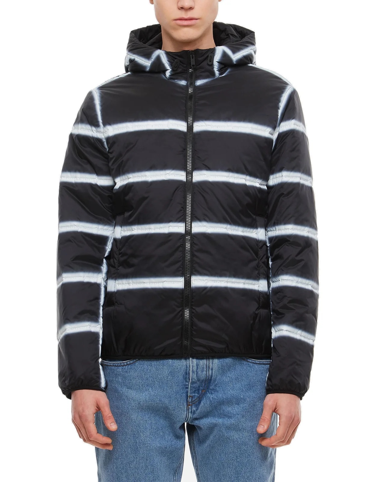 Givenchy Hooded Stripe-pattern Jacket In Black