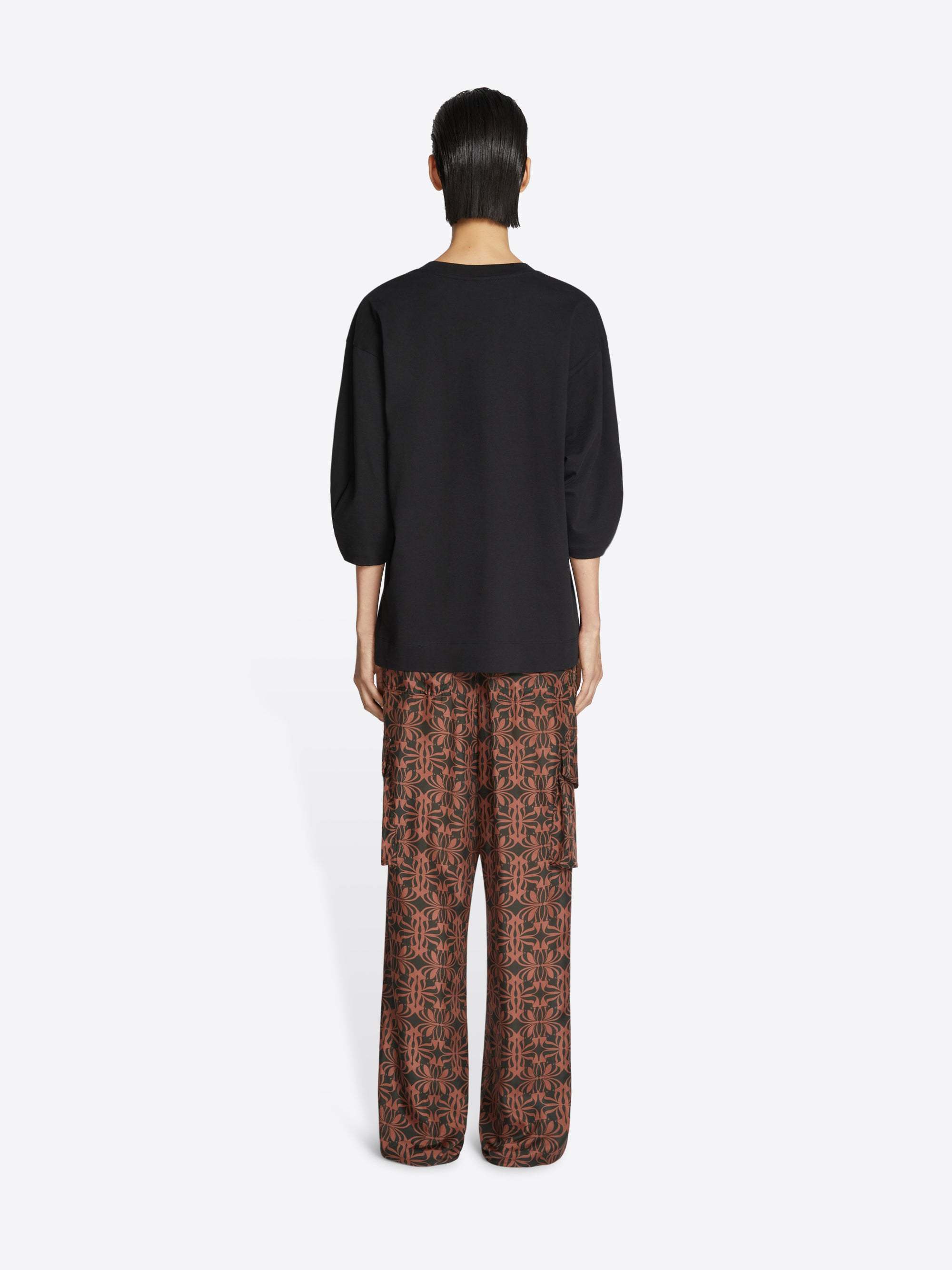Shop Dries Van Noten Pattern Printed Satin Cargo Pants In Brown