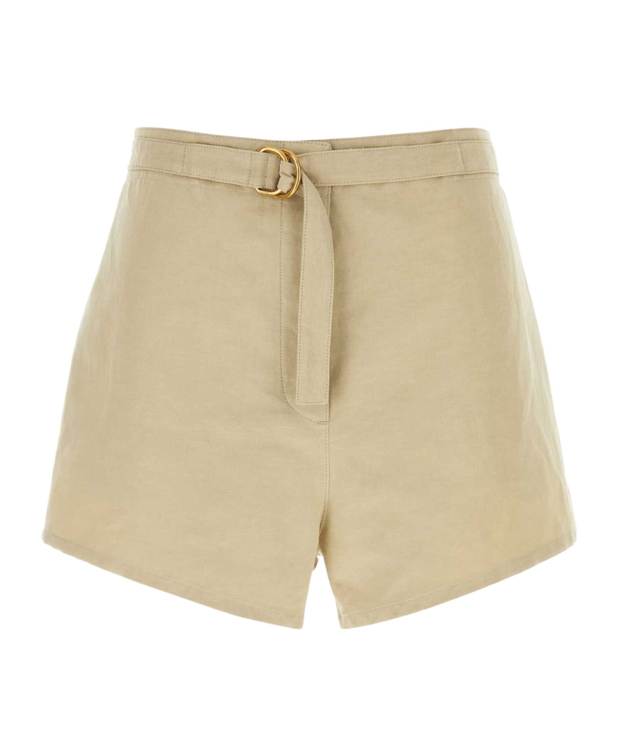 Prada Beige Cotton Blend Shorts In Rope Ash