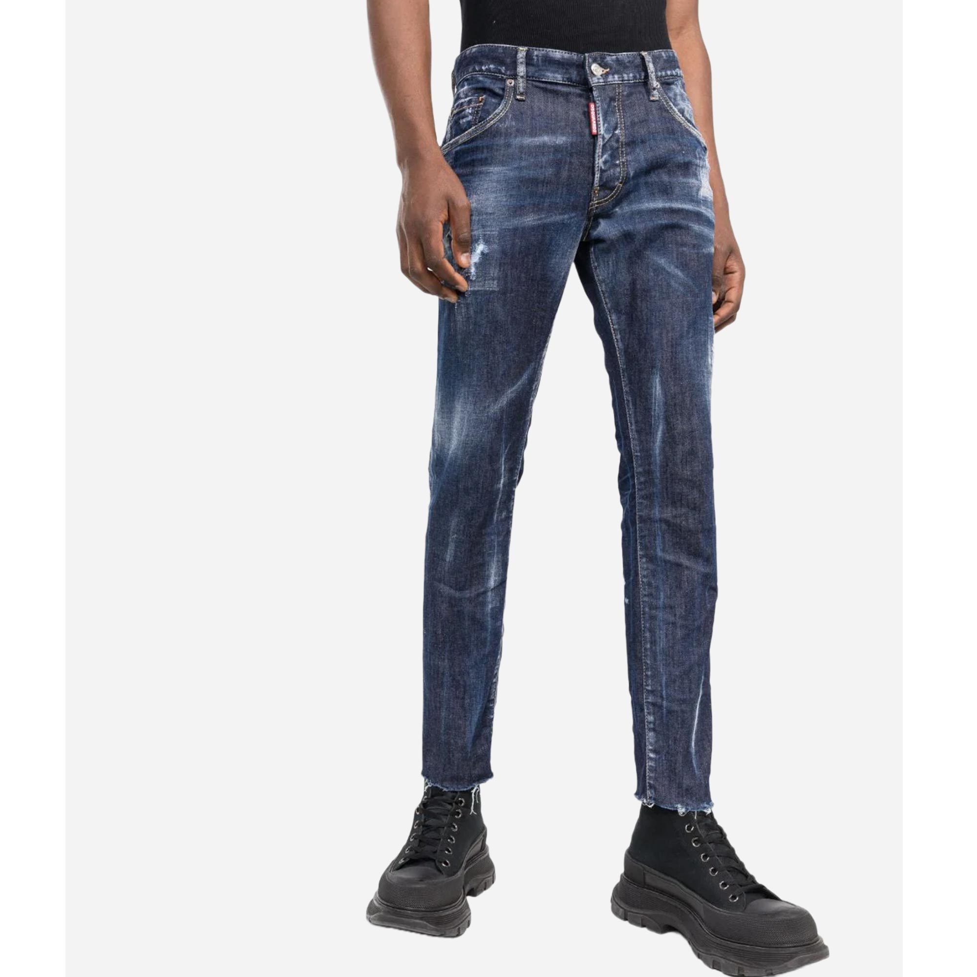 Dsquared2 Distressed Slim-fit Jeans In Blue