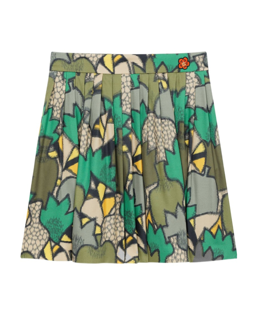 Kenzo Camouflage-print Pleated Mini Skirt In Multicolor