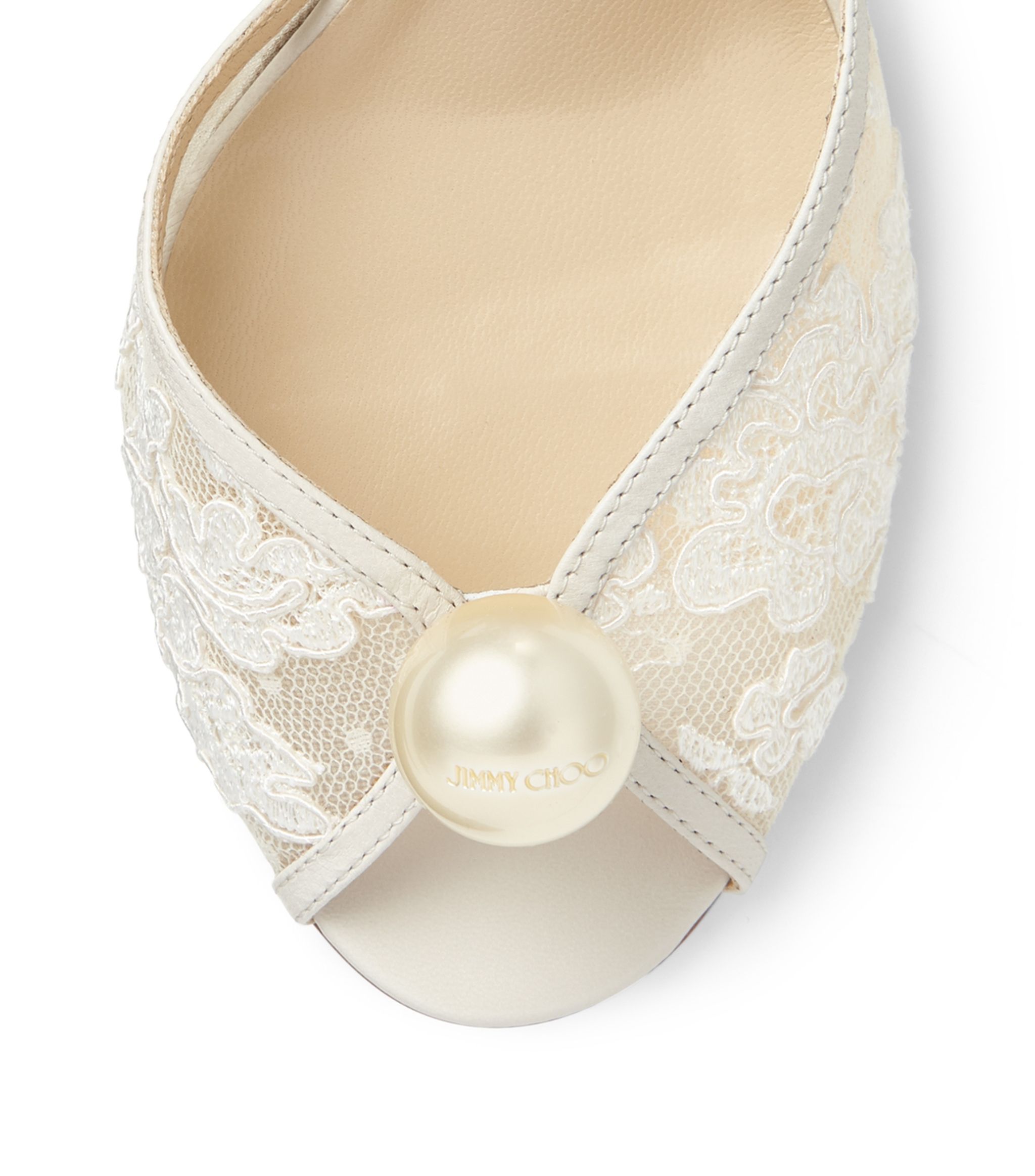 Shop Jimmy Choo Sacora 85mm Pearl-embellished Sandals In White