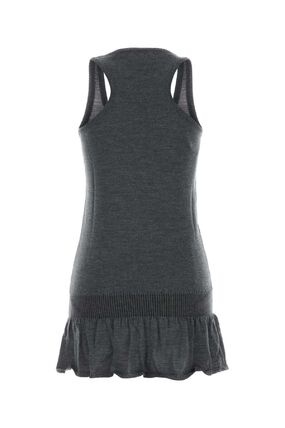 Gimaguas Mini Dress With Ruffled Hem And Trim In Gray