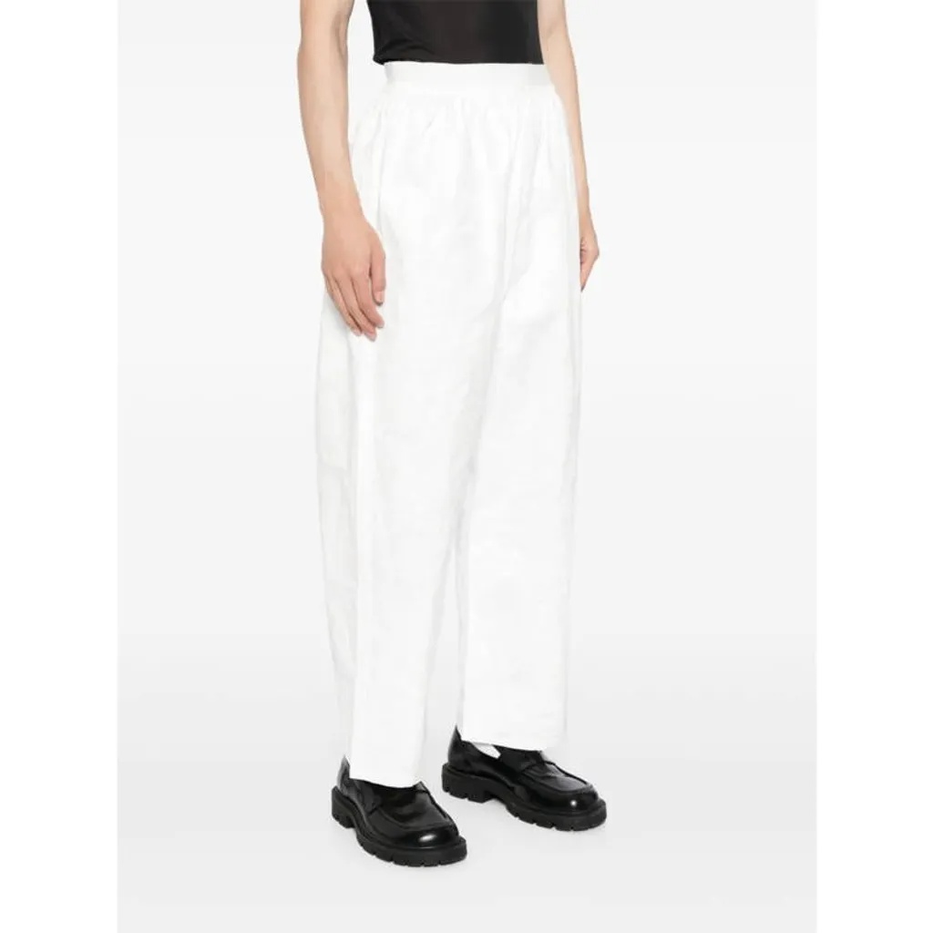 Hed Mayner Crinkled Wide-leg Trousers In White