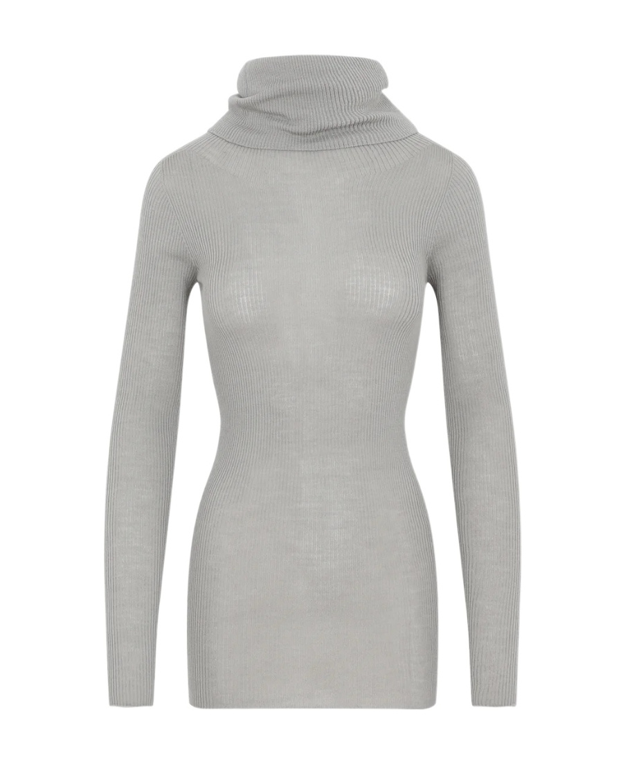Rick Owens Roll-neck Virgin Wool Jumper In Gray