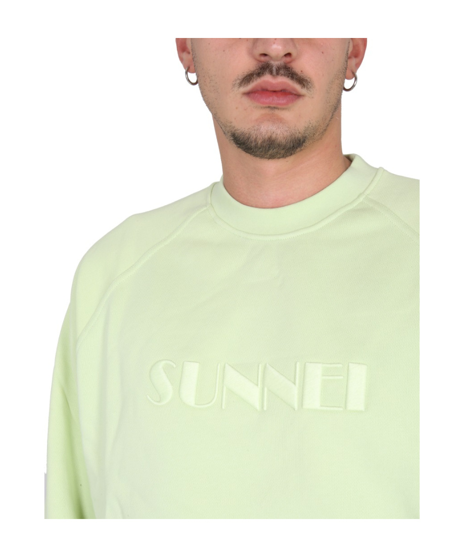 Sunnei Logo Embroidered Long-sleeved Sweatshirt In White