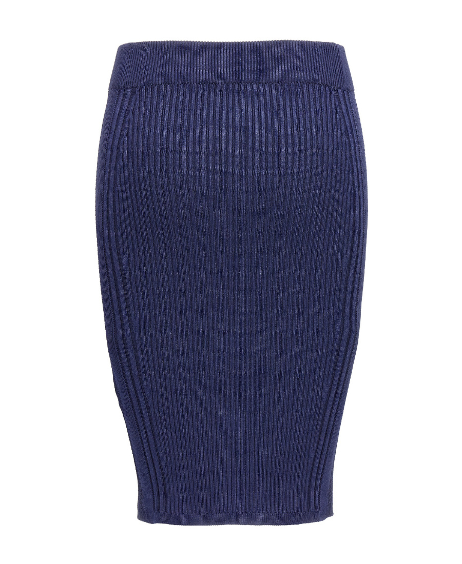 Balmain Blue Pencil Skirt With Gold Buttons In Blue