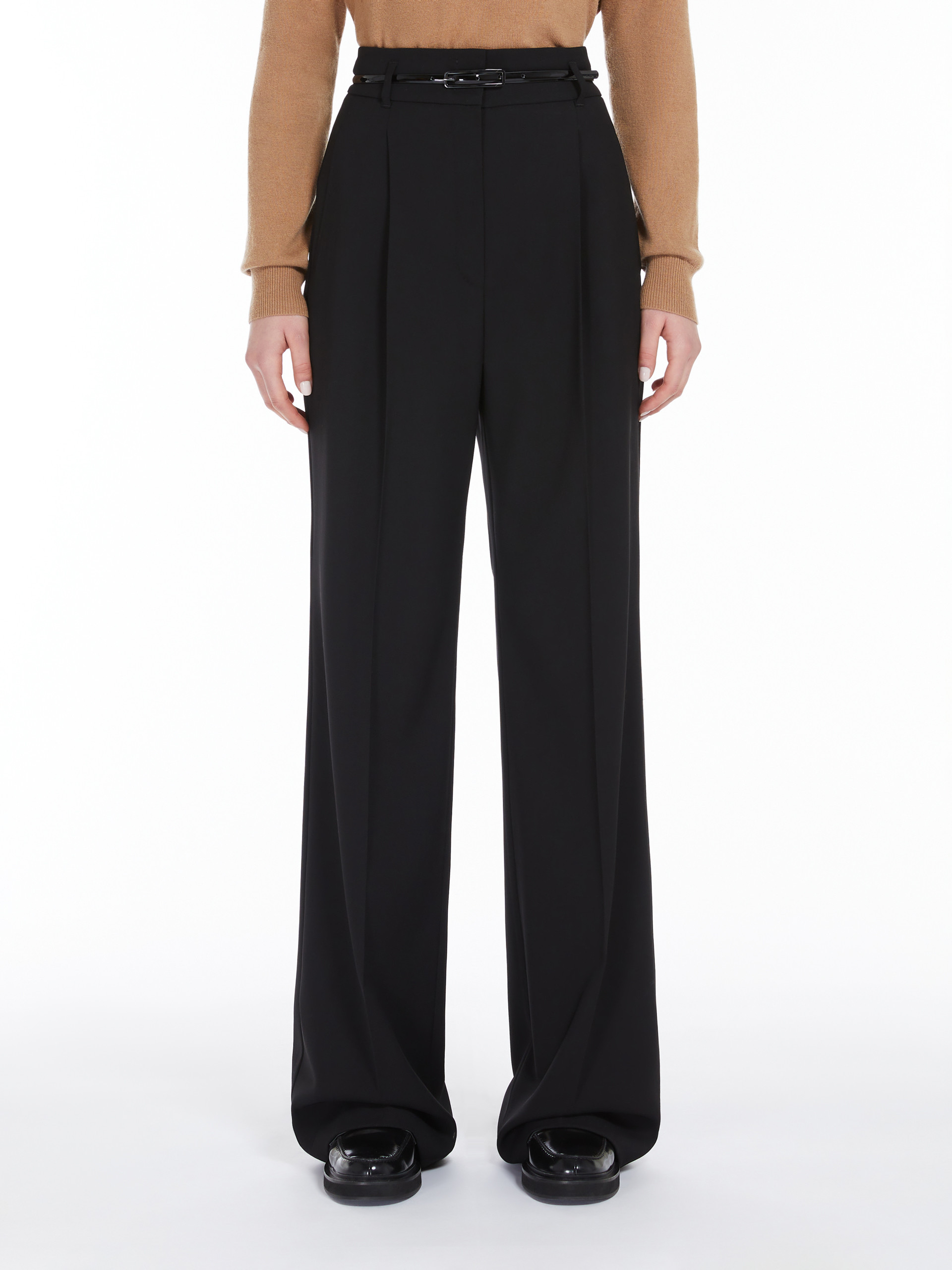 Max Mara Marusca High-waisted Wool Trousers In Black