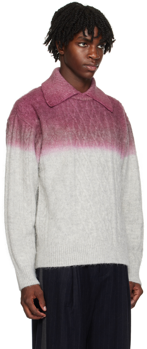 Ader Error Two-tone Stretch Acrylic Blend Sweater In White
