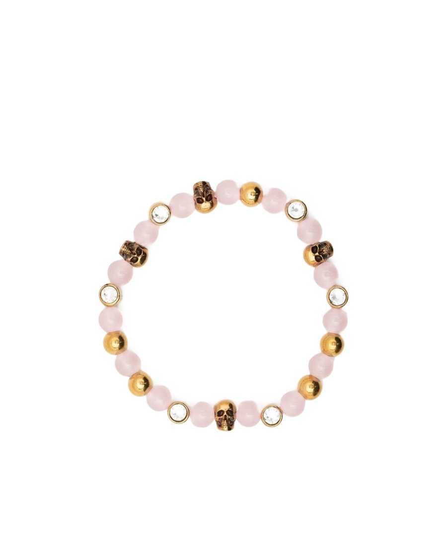 Alexander Mcqueen Skull-charm Bead Bracelet In Pink