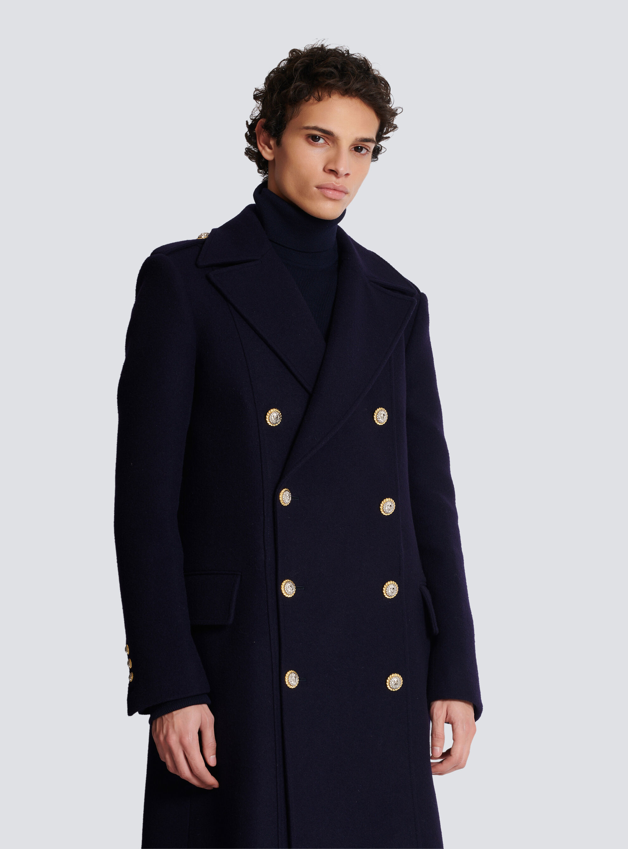Shop Balmain Double-breasted Coat In Black