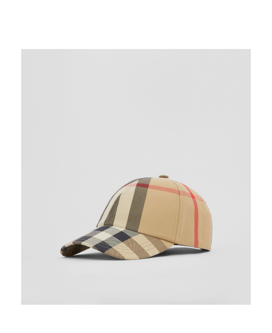 BURBERRY EMBROIDERED-LOGO CHECK COTTON BASEBALL CAP