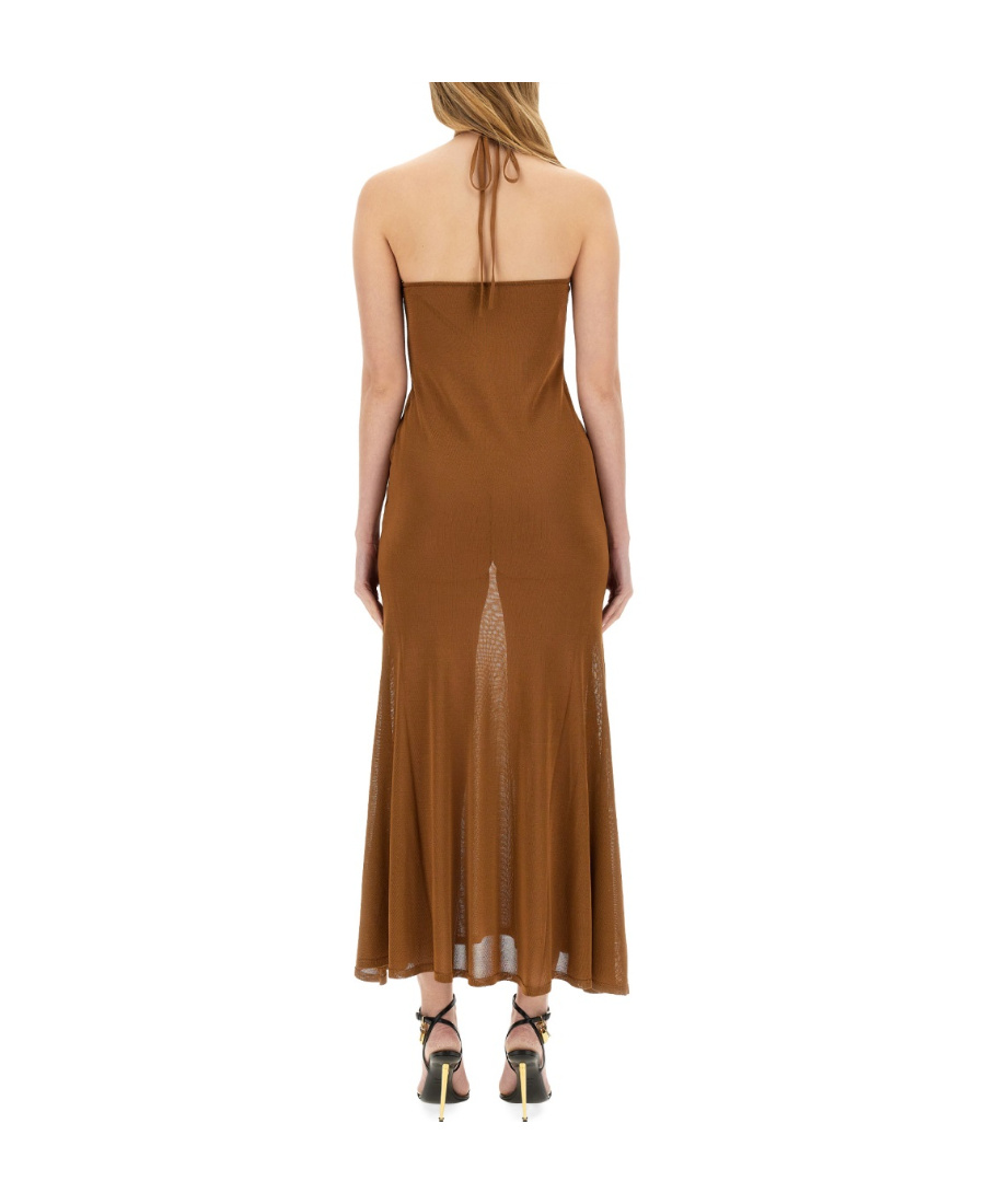 Shop Tom Ford Halterneck Flared Maxi Dress In Brown