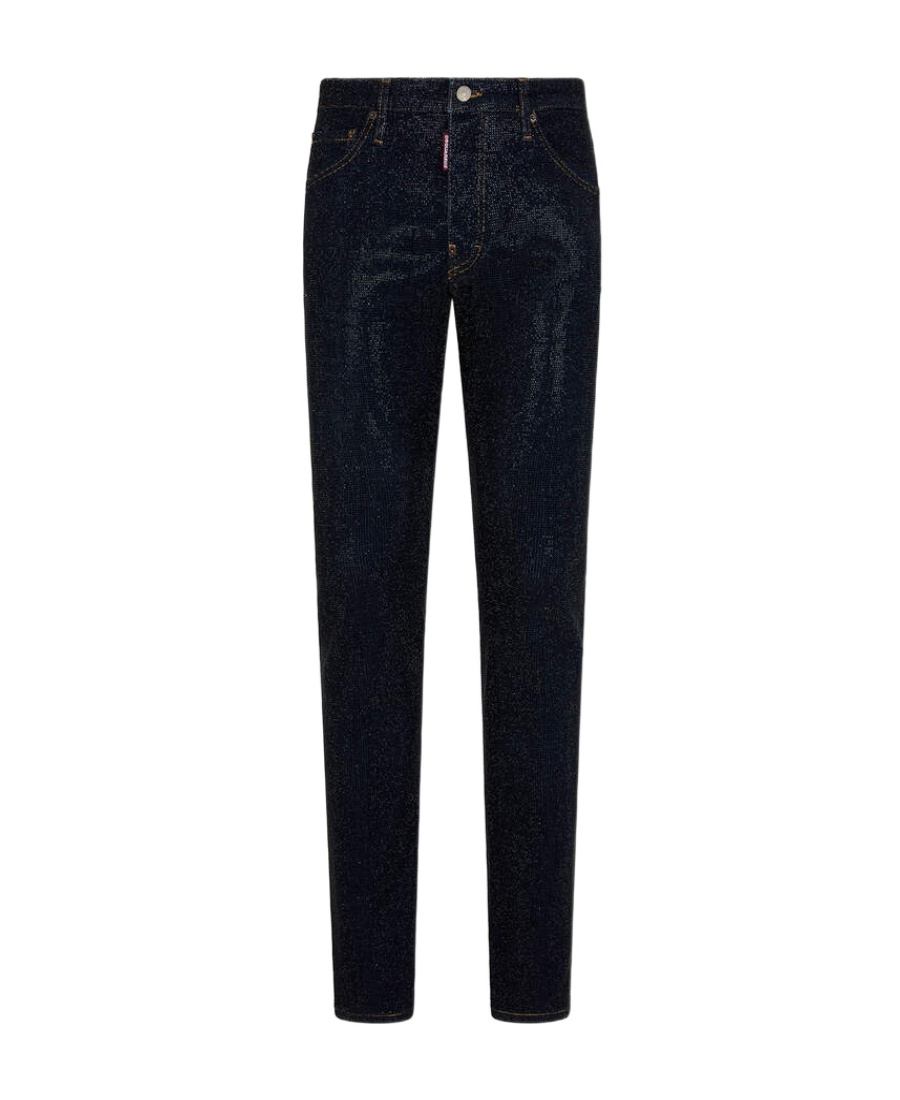 Dsquared2 Crystal-embellished Slim-fit Jeans In Black