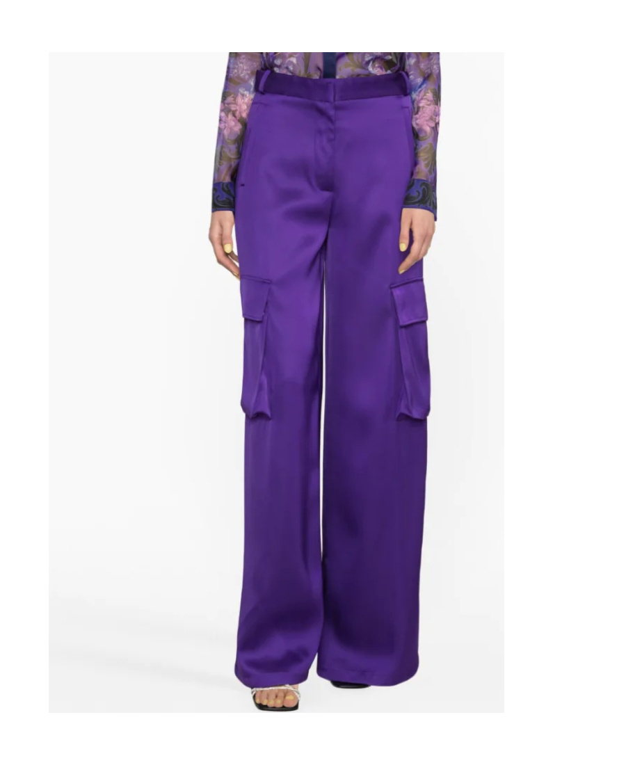 Versace Duchesse Viscose Informal Wide-leg Cargo Pant In Purple