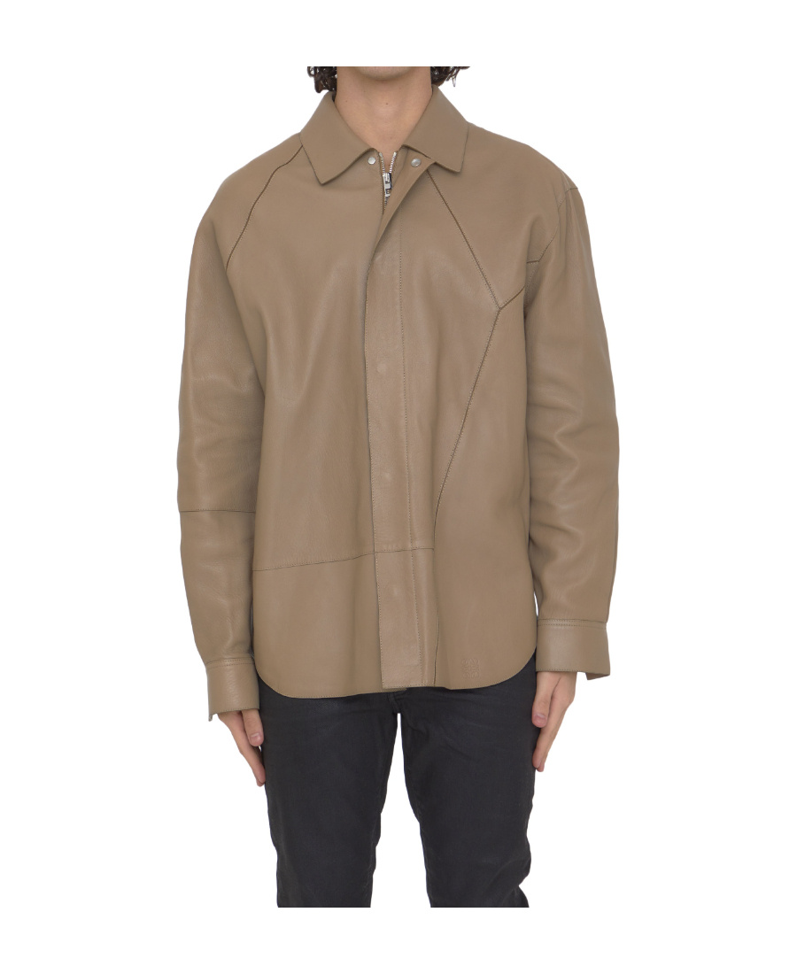 Loewe Geometric Panelled Classic Shirt In Brown