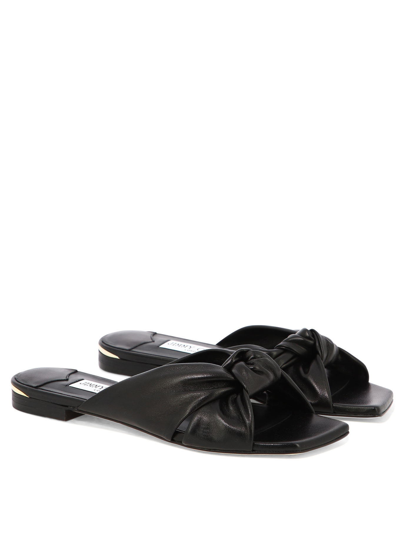 Jimmy Choo Womens Black Avenue Knot-embellished Leather Mules In Black