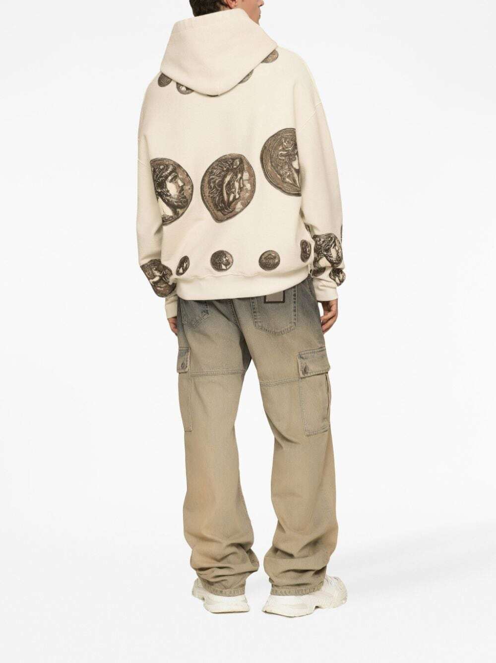 Dolce & Gabbana Coin Print Inside-out Jersey Hoodie In White