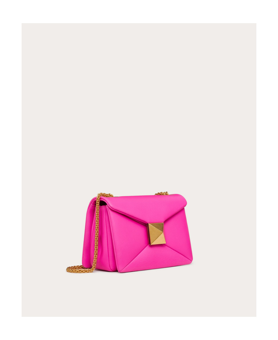 Valentino One Stud Small Leather Shoulder Bag In Pink