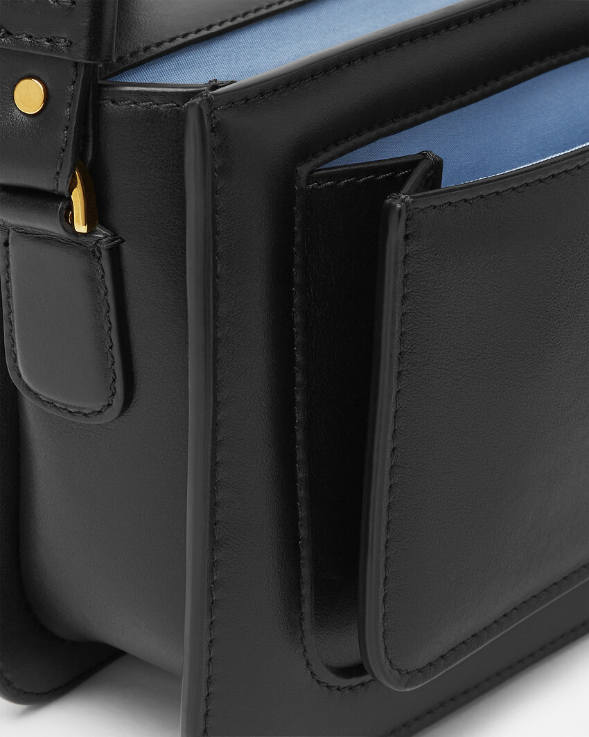 Versace Medusa Foldover Top Messenger Bag In Black