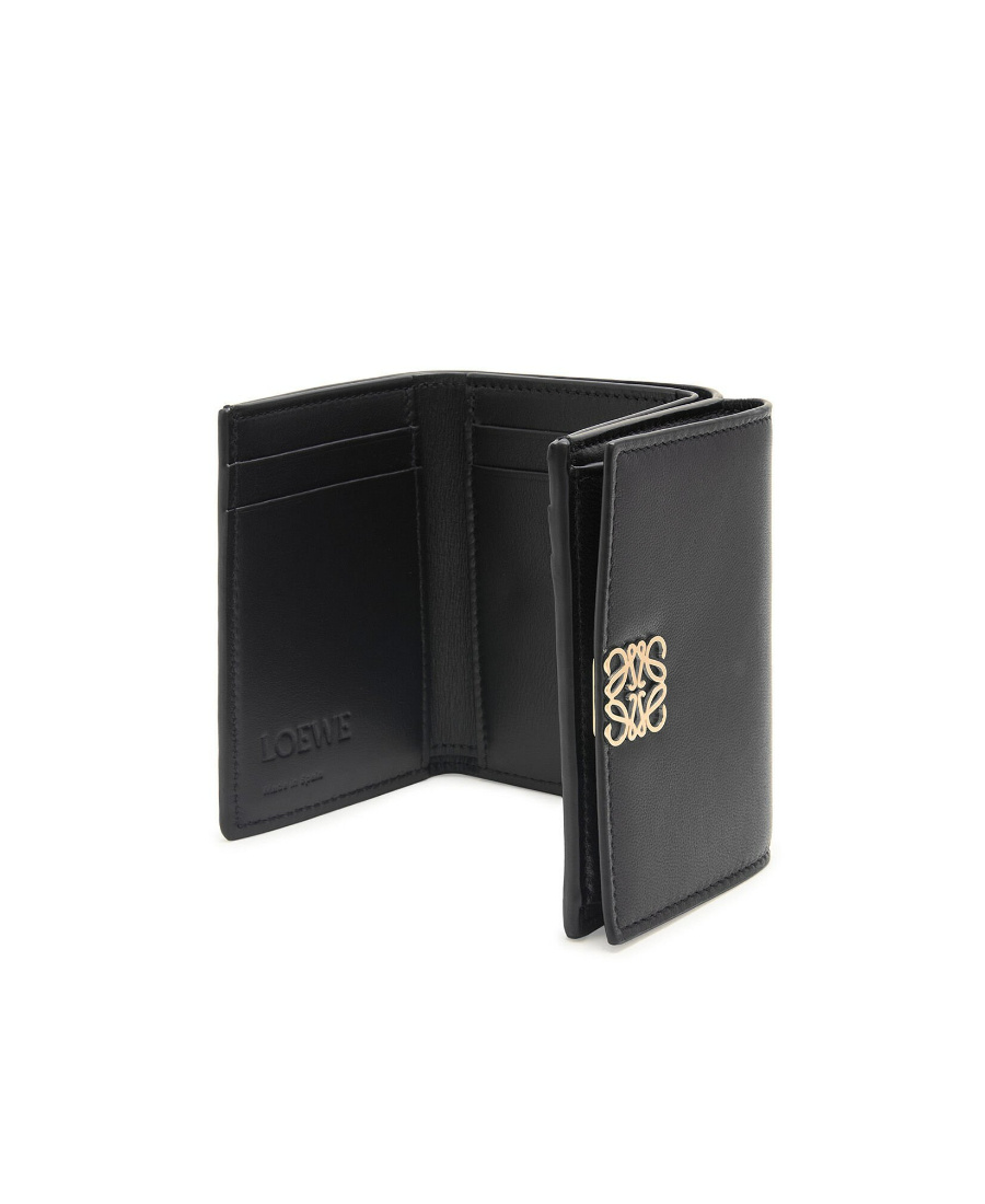 Loewe Puffer Anagram Trifold Wallet In Shiny Nappa Calfskin In Black