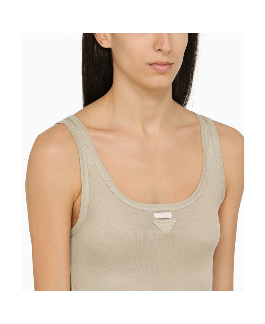 Prada Sleeveless Round Neck Vest In Gray