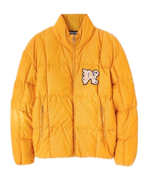 Palm Angels Corduroy Down Jacket Monogram In Yellow