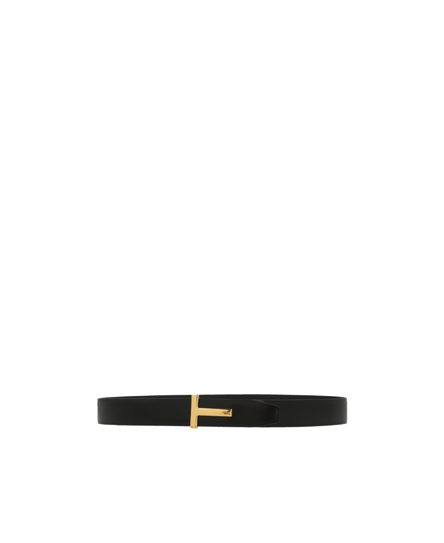Tom Ford Logo-plaque 30mm Leather Belt In Black