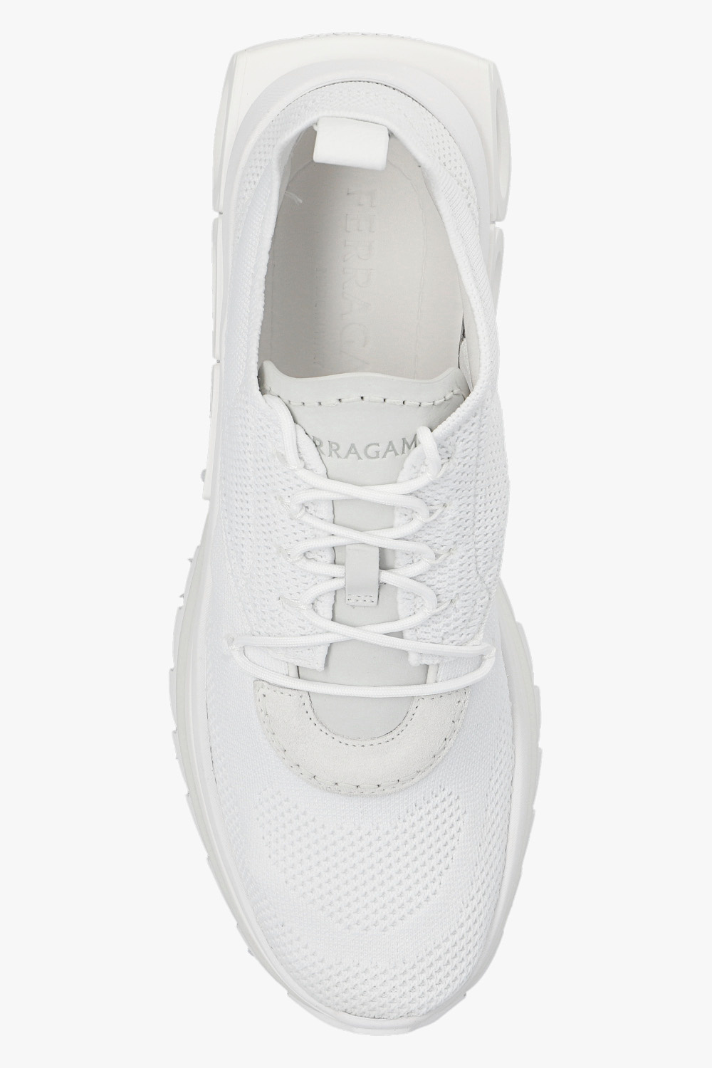 Ferragamo Mesh Pull Tab Round Toe Sneakers In White