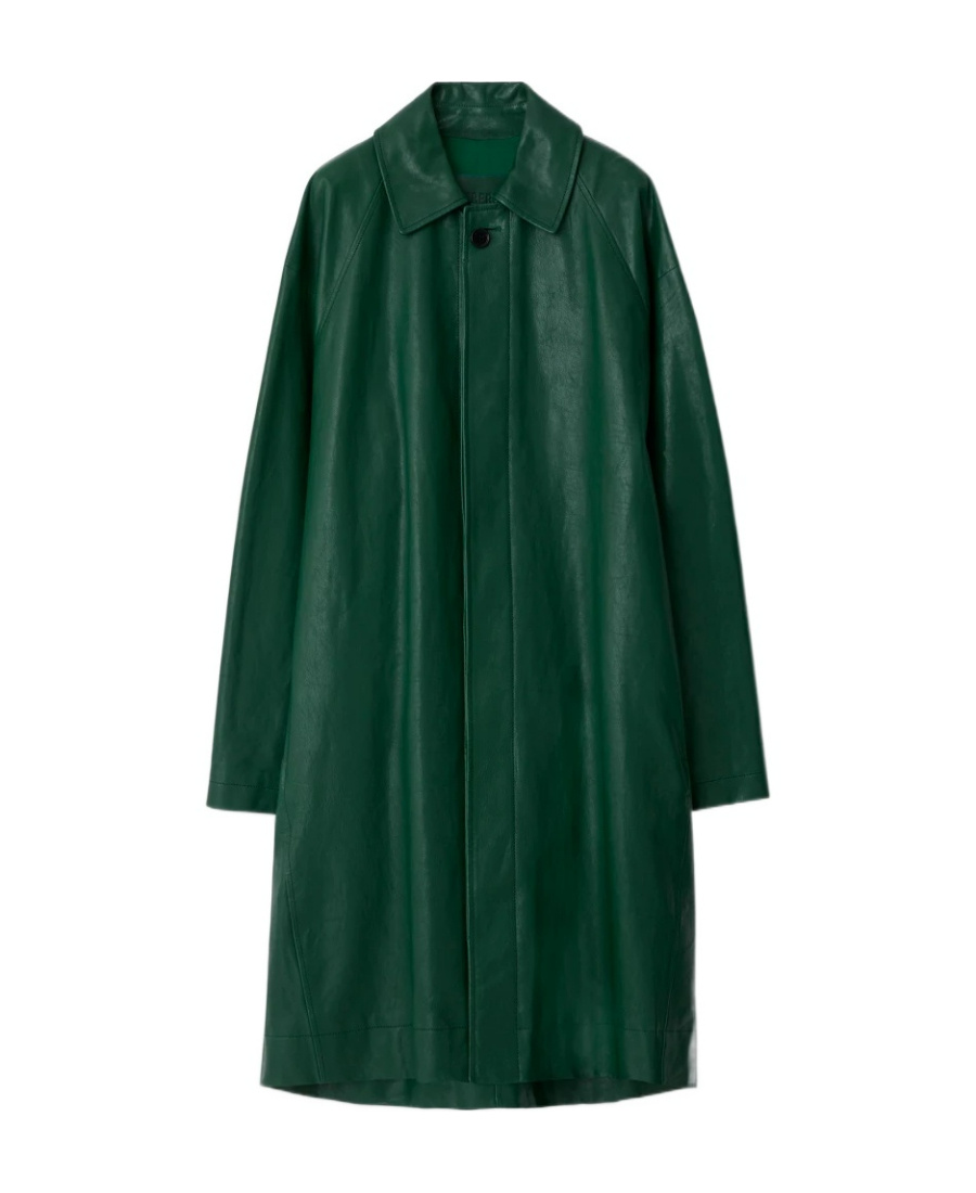 Burberry Women's Leather Single-breasted Overcoat In Green