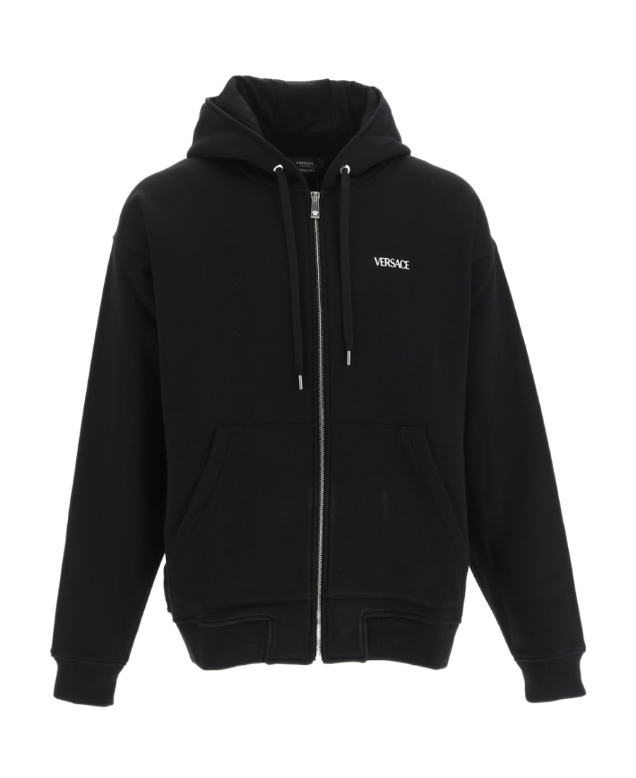 Versace Logo-print Zip-fastening Hoodie In Black