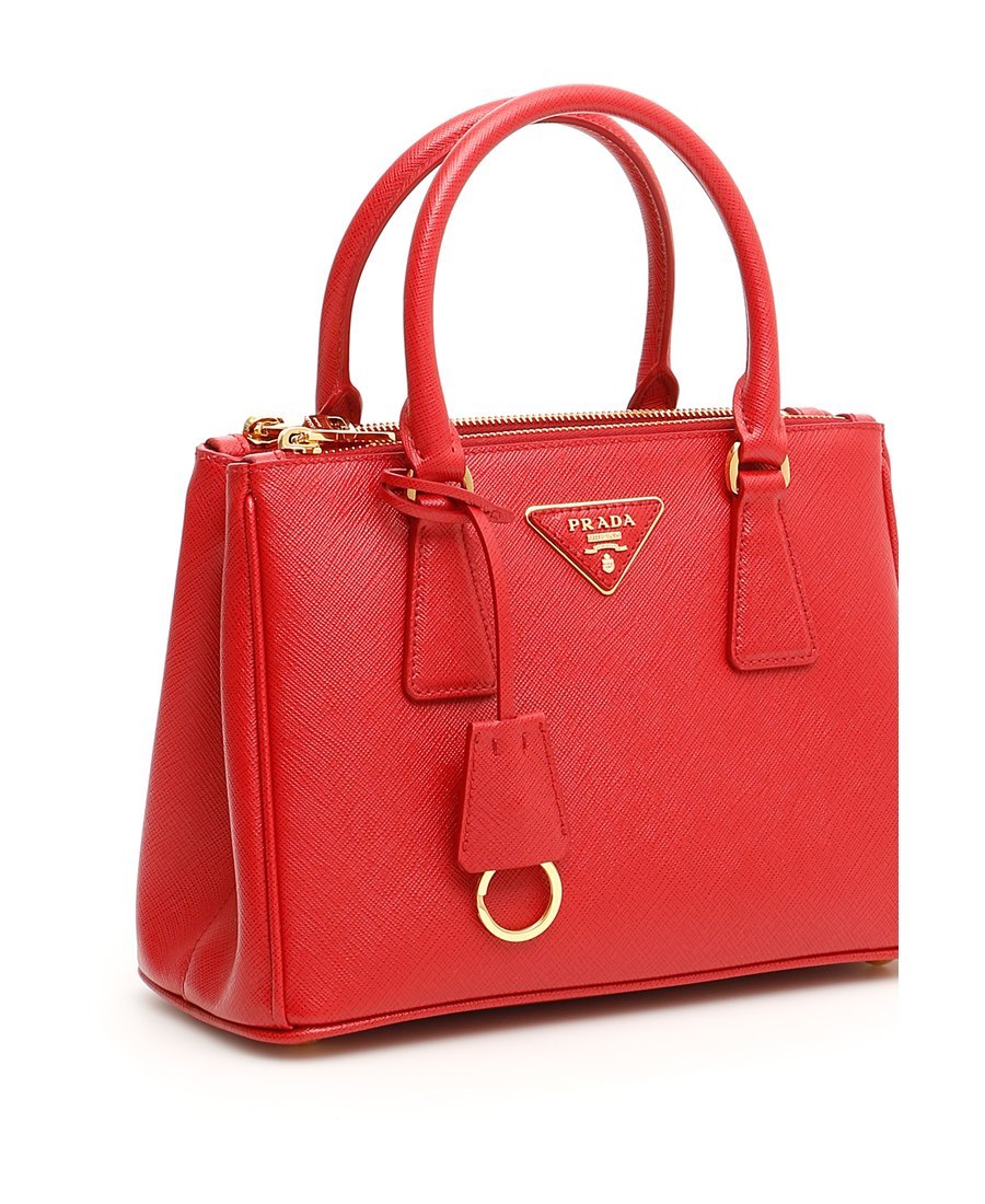 Shop Prada Galleria Small Shoulder Bag In Red