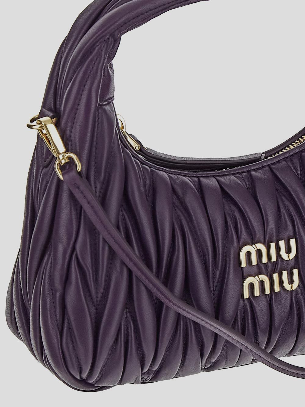 Miu Miu Mini Wander Quilted Leather Hobo Bag In Black