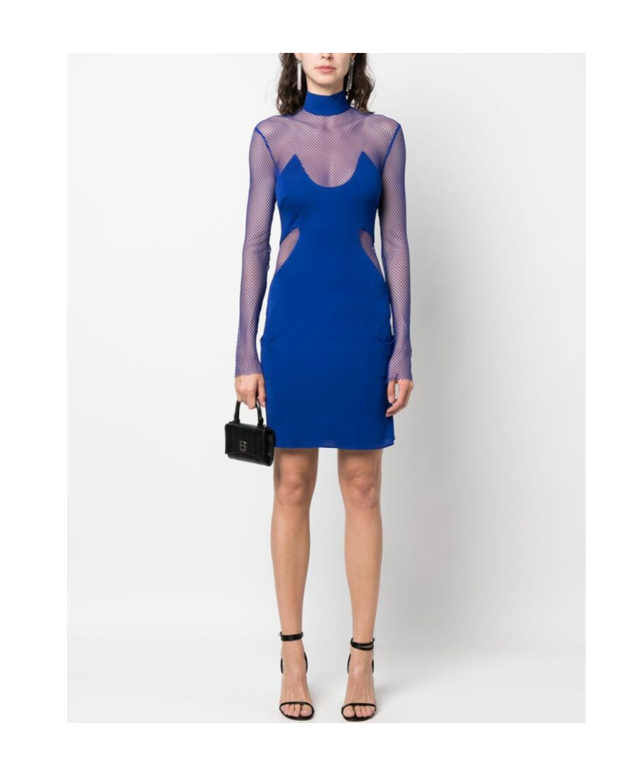 Tom Ford Crepe Mesh-panelling Mini Dress In Blue